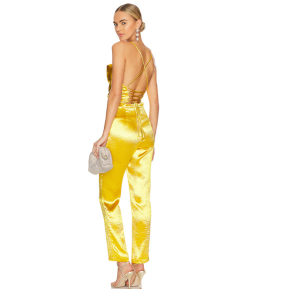 Lovers and Friends Britt Jumpsuit in Prosecco Gold NWT Size Small - Picture 2 of 4